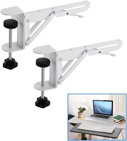 Desk Extender Clamp for DIY Custom Wooden Desk Extender Board (Board not Included), No-Punch Computer Keyboard Tray Clamp for Home or Office (Black) in Saudi Arabia