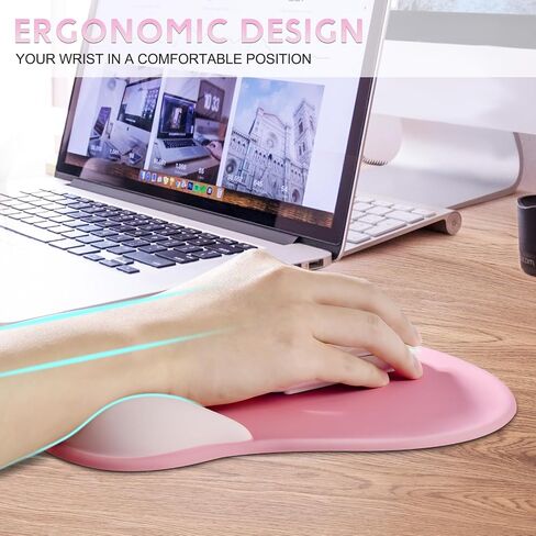 JIKIOU Gel Wrist Rest Mouse Pad Ergonomic Office Mousepad with Wrist Support-Non-Slip, Design Desk Accessories Mat for Home Game Decor School Office Wave (Pure Purple) in Saudi Arabia