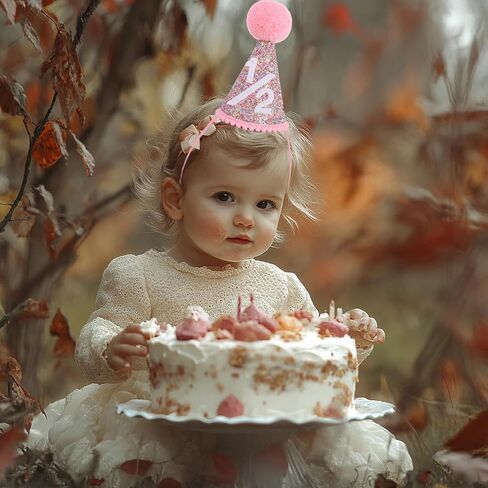 Alianzeo Half Birthday Party Crown, 1/2 Pink Birthday Party Hat for baby Girl or Boy, Glitter Crown hat for 6 Month baby in Saudi Arabia