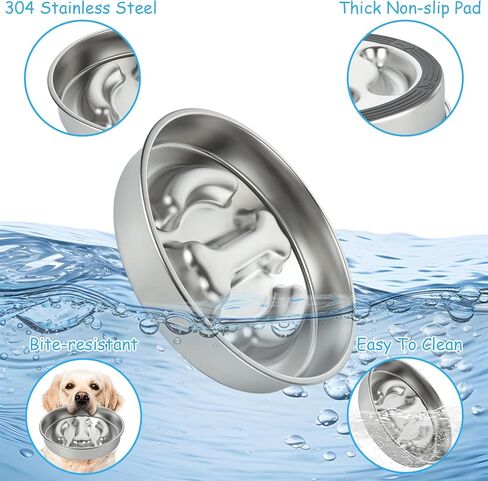 2 عبوة بطيئة مغذية الكلب أوعية الفولاذ المقاوم للصدأ وعاء الكلب بطيئة ، 3 أكواب المعادن غير قابلة للانزلاق الأوعية الأوعية الأوعية in Kuwait
