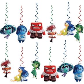 12Pcs Inside Out Hanging Swirls Ceiling Streamers Decorations, Inside Out Birthday Party Decorationss Supplie