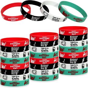 FSHANEE 24Pcs Thanks Doctor Rubber Bracelets Happy Doctor’s Party Favors Doctor Party Supplies Silicone Wristbands National Doctors Day Party Gift Bag Fillers Goodie Bag Stuff