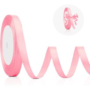 Pink Ribbon For Gift Wrapping, 3/8in Pink Satin Ribbon 25 Yards, Valentine Ribbon For Flower Bouquet, Light Pink Ribbon, Baby Pink Ribbon For Hair Valentines Wedding Invitation Baby Shower Liston Rosa