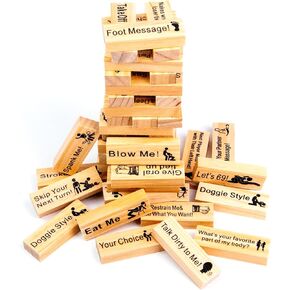 Lust Tower-Couples Game for Adults 48Pcs Super Naughty Block Tower Game for Couples Adults Valentine Tumbling Tower Stacking Blocks Game Date Night Game and Fun Couple Gifts ﻿