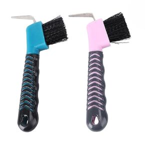FRCOLOR 2Pcs Horse Hoof Pick Brush Grip Soft Rubber Handle Horse Hair Grooming Supplies Hoof Cleaning Tool