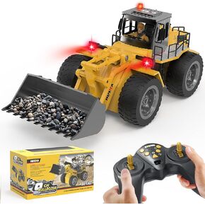 RC Bulldozer RC Vehicles Construction, Remote Control Bulldozer Kids Toys, 2.4G Radio Wireless 4WD Rear-Mounted Electric Construction Vehicle Model with Light and Sounds, Gift Ages 3-15+