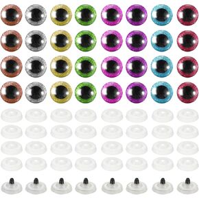 PATIKIL 10mm Flash Safety Eyes, 30 Pcs Doll Eyes Realistic Colorful Crocheting Safety Eyes for Decor Crochet Accessories Dolls Craft, 8 Colors