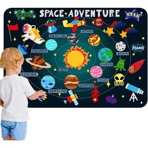 Craftstory 44Pcs Outer Space Felt Board Story Set for Toddlers 3.5 Ft Solar System Kids Flannel Board with Astronaut Planets Alien Galaxy Storytelling Interactive Hanging Playset