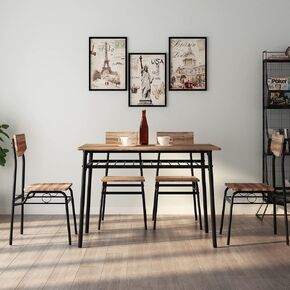 soges 5 Piece Dining Table Set for 4 Person, Kitchen Dinette Sets with 4 Chairs, Kitchen Table and 4 Chair Set with Storage Rack, Modern Dining Room Set with Wooden Top and Metal Legs