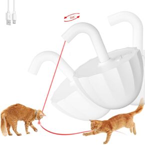 Tumbler Cat Laser Toy Automatic, 360° Rotation Rechargeable Laser Pointer, Self Play 3 Modes Motion Activated Cat Laser Toy, Interactive Cat Toys for Bored Indoor Adult Cats/Dogs (White)