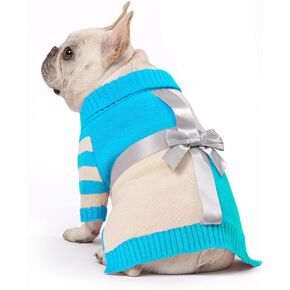 Dog Sweater for Small Dogs - Puppy Gifts Cute Clothes in Cold Weather, Turtleneck Pullover Knitwear Design for Female Male Pet, Doggies, Cat, Kitten Weiner Bulldog Chihuahua(S, Green+Beige)