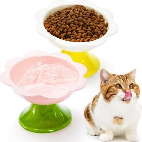 Wuweot 2 حزمة أوعية قطة مرفوعة ، وعاء طعام قطة مرتفعة ، طبق ماء على نطاق واسع للوقود للقطط الصغيرة الكلاب الصغيرة ، مكافحة القيء حماية العمود الفقري كيتي in Kuwait