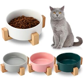 4 Pcs Ceramic Elevated Raised Cat Bowls with Stand for Small Size Dogs Small Breeds Cat Food Water Bowl Feeding Anti Slip No Spill Microwave Heated Pet Plate Indoor,400ml/13.5 Oz, Multicolor