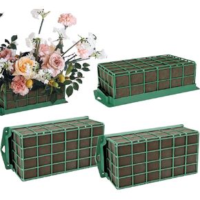 4 Pack Floral Foam Cage with Floral Foam for Live Flowers Artificial Flowers Floral Cage Arranger Flower Holder for Fresh Flowers, Rectangle, 10.5 x 4.4 x 3.2 Inch