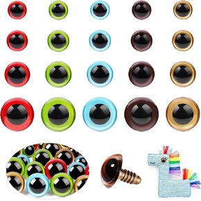 Mucunnia 80pcs عيون أمان لـ Amigurumi مع غسالات 18/20/24/20 ملم عيون سلامة بلاستيكية ملونة لعيون السلامة الحرفية للكروشيه لزخارف عيد الهالوين DIY الكروشيه محشو بالحيوانات