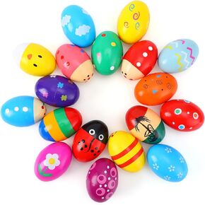 JOYIN 18Pcs Easter Wooden Egg Shakers, Maracas Percussion Musical Instrument Egg for Classroom Prize Supplies, Easter Basket Stuffers Fillers, Party Favors