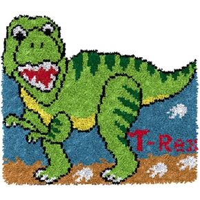 Latch Hook Rug Kits for Adults and Starter Dinosaur DIY Segment Yarn Latch Hook Rug Sofa Seat Cushion Crocheting Kits with Preprinted Pattern Canvas Crochet Yarn Kits 52X38CM
