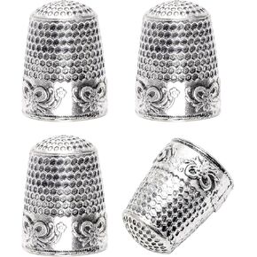 4Pack Thimbles for Hand Sewing, Sewing Thimble Hand-Working Sewing Thimble Finger Protector (Silver)
