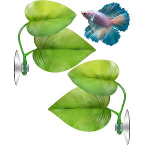 Beta Fish Toys,2 PCS Betta Fish Leaf Hammock,Betta Fish Tank Decorations Aquarium Decor for Sleeping Resting Hiding Playing Breeding