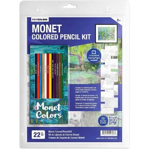 Monet Themed Colored Pencils & Coloring Pages for Art Lovers | Gift Set of 12 Themed Colored Pencils with Monet-Themed Names Plus 10 Fun Coloring Pages