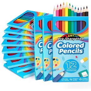 V-Opitos 168 Count Kids Colored Pencils, 14 Pack Bulk Pre-sharpened Coloring Pencils in 12 Colors, School Supplies for Teachers, Ideal Back to School Supplies & Classroom Prizes, Kids Party Favor