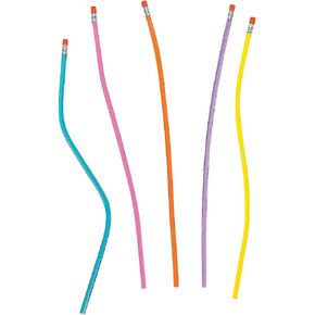 Fun Express - Plastic Neon Glitter Flexible Pencil - Stationery - Pencils - Misc Pencils - 12 Pieces