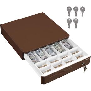 Tera 16 Inch Cash Derer: مع Micro Switch Open Open Insert Resert 5 Bill 8 Coin لنظام نقاط البيع القابلة للإزالة ، Slot Slot 24V RJ12 Key-Lock (زاوية مستديرة) للبيع بالتجزئة 405R Coffee