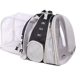 Dual Extension Pet Backpack Carrier for Large Cat and Small Puppy up to 20 Pounds, Clear Space Capsule Astronaut Transparent Bubble Window Pet Vet Travel Visit Bag