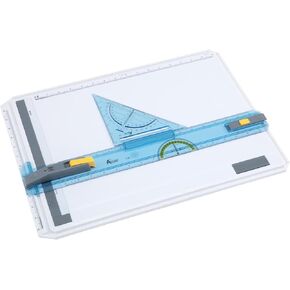 Acurit Technical Drawing Board - Portable Drafting Table with Multi-Tool Kit, Break-Resistant Plastic, Straight-Edge Lock Mechanism, Transparent Ruler, Protractor, Clamping Rail - 14.5"x19.75"