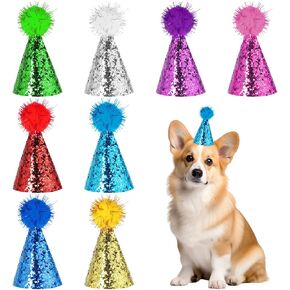 8 PCS Mini Party Hats للحيوانات المحنطة ، قبعات صغيرة من الكلب الصغير ، قبعات عيد ميلاد قبلة قابلة للتعديل ، قبعات عيد ميلاد قابلة للتعديل