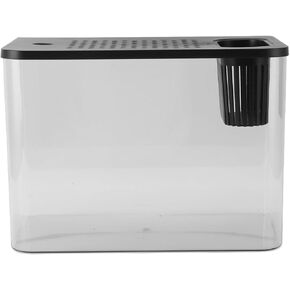 Fish Tank for Home Office Room Decorative Desktop, Goldfish Tank Plastic Clear Micro Landscape Desktop Aquarium with Cover Fish Aquarium for Goldfish Shrimp Betta Fish Turtle Black