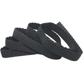 Porcelynne Plush Decorative Edge Black Band Elastic - 1/2 inch or 12mm - 5 Yards - Bra Making Lingerie DIY