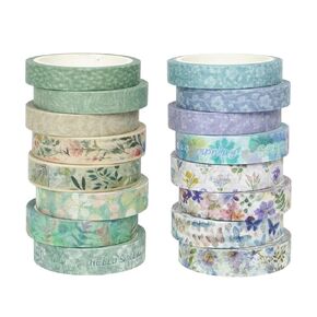 Floral Washi Tape Set 16 Rolls, Flower Spring Decorative Paper Sticker for Planner Scrapbook Journal DIY Arts Craft