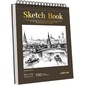 Lelinne 9" x 12" Sketch Book 100 Sheets Sketch Pad (Each 68lb/100gsm) Drawing Paper Pad for Kids Art Class Students Adult Teens Girls Boys