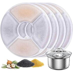 Emperor Pets Cat Water Fountain Filters | 4 Pack Replacement Filters 108oz/3.2L Stainless Steel Cat Water Fountain for Cats Inside - Automatic Cat Water Dispenser -4 pcs Filter