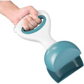 Navaris Dog Pooper Scooper S - Cat, Horse Poop Scoop w/Dense Closure & Smooth Button - Ideal for Dogs & Cats - Long Handled Durable Garden Poo Picker Upper - Deep Green, Small