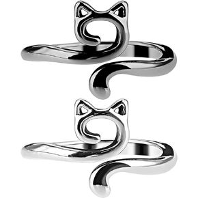 YUXIANLB Crochet Rings Tension Rings For Crocheting 2PCS Cats Kitty Ears Yarn Rings Adjustable Size Knitting Annulus Metal Yarn Guide Finger Holder Rings For DIY Crafts Accessory Cute Crocheting Gifts
