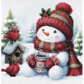 AllAboutEmbroideryUA Bead Embroidery kit Cute Snowman DA-1110 Beaded Cross Stitch Christmas Beadwork Needlework kit