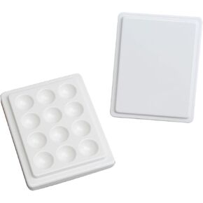12 Grids Ceramic Nail Polish Palette, White Nail Art Color Oil Tray Multifunctional UV Gel Mixing Board with Lid DIY Manicure Display Tool