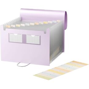 Purple Accordion File Organizer,13 Pockets Expanding File Folders, Portable Storage Monthly Bill Receipt,Writable Tabs,Letter/A4 Size