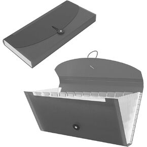 Expanding File Folder, Accordion File Organizer with 13 Pockets for A5 Paper, Accordion Folder with Labels, Junior Size for Receipts, Checks, Tickets, Includes Tabs for Office, School, Home, Travel