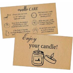 50 Pack Kraft Candle Care Instruction Cards 2×3.5 inch Candle Care Business Card for Small Business