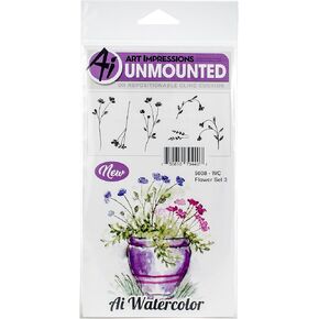 Art Impressions Watercolor Cling Rubber Stamps Flower, Multicolor