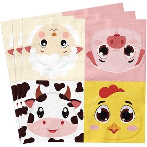 100 Pcs Farm Animals Napkins, Farm Animal Party Decorations Farm Animals Themed Birthday Party Supplies for Baby Shower Kids Picnic Party, 13 x 13 Inches