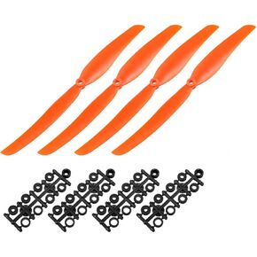 uxcell RC Propellers CW 1060 10x6 Inch 2-Vane Fixed-Wing for Airplane Toy, Nylon Orange 4pcs with Adapter Rings