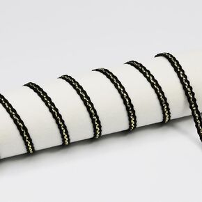10 Yards，Width 6mm/0.23Inch Black/Golden Trim Ribbon Edge Fabric for Sewing Flower Home Party Wedding Dress Decoration Craft (Black/Golden)