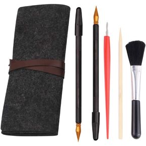 LOOKSEVEN Scratch Tools Set Scraper Pen, 6 Pcs Scratching Art Tools Sketch Arts Set Scratch Color Pen Stick Scraper with Tool Bag for Sketch Art Painting