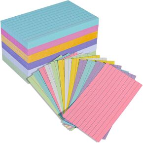 300 Pack Ruled Index Cards Flashcards, 3" x 5" Colorful Flash Cards for Studying Heavy Note Cards for Office, Home (6 colors / 300 pcs)