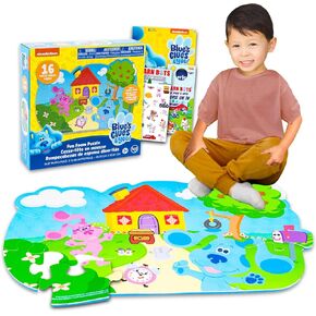 Blue's Clues Foam Puzzle Floormat - Bundle with 16 Piece Blue's Clues Foam Puzzle Floor Mat Plus Stickers and More | Blue's Clues Foam Puzzle Mat for Kids, Boys, Girls