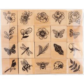 Bugs & Flowers Wood Stamp Set by Recollections - Woods Stamps for Stationary, Scrapbooking, School Projects, Arts & Crafts - 1 Pack